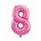 Pink cu Hearts, roz Balon folie cifra 8 61 cm