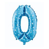   Numere Blue with Stars Balon din folie cu cifra 0, albastru, 61 cm