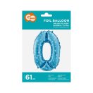 Numere Blue with Stars Balon din folie cu cifra 0, albastru, 61 cm