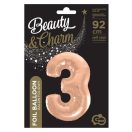 Numere Rose Gold Balon folie cifra 3, 92 cm