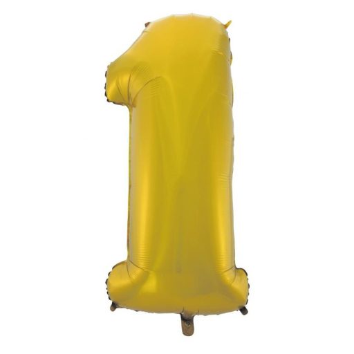 Numere Gold Mat Balon din folie cifră 1 aurie 92 cm
