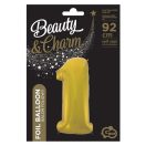 Numere Gold Mat Balon din folie cifră 1 aurie 92 cm