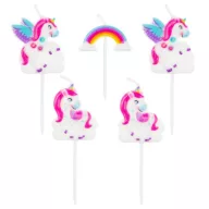 Unicorn Rainbow  lumânare de tort, set de lumânări 5 buc