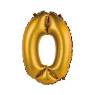   Numere Gold Matt Balon din folie cu număr mini 0 aurie 35 cm