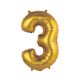Gold Matt, Auriu 3 mini număr balon folie 35 cm