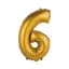 Numere Gold Matt Balon folie cifră 6 mic auriu 35 cm