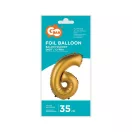 Numere Gold Matt Balon folie cifră 6 mic auriu 35 cm