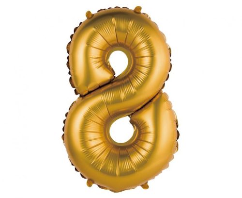 Gold Matt, Auriu 8 mini număr balon folie 35 cm