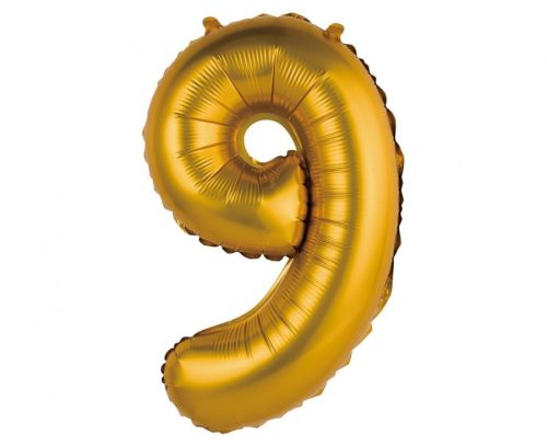 Gold Matt, Auriu 9 mini număr balon folie 35 cm
