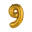 Numere Gold Matt Balon folie mini număr 9 auriu 35 cm