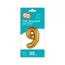 Numere Gold Matt Balon folie mini număr 9 auriu 35 cm
