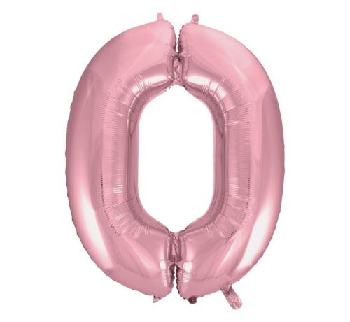 Light Pink, Roz Balon folie cifra 0 92 cm