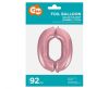 Light Pink, Roz Balon folie cifra 0 92 cm