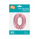 Numere Light Pink, Balon Folie Roz Numărul 0 - 92 cm