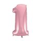 Light Pink, Roz Balon folie cifra 1 92 cm