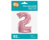 Light Pink, Roz Balon folie cifra 2 92 cm