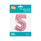 Numere Light Pink, Roz Number 5 Balon din Folie 92 cm