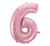 Light Pink, Roz Balon folie cifra 6 92 cm