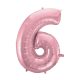 Light Pink, Roz Balon folie cifra 6 92 cm