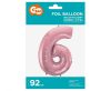 Light Pink, Roz Balon folie cifra 6 92 cm