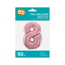 Numere Roz deschis, Balon din folie cu cifra 8, 92 cm