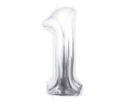 Silver, Argintiu Balon folie cifra 1 85 cm