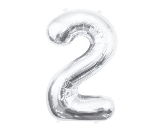 Numere Argintiu, Balon folie Număr 2 argintiu 85 cm
