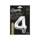 Numere Argintiu, balon din folie cu numărul 4 de argintiu 85 cm