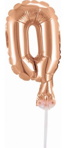 rose gold Balon folie cifra 0 tort 13 cm