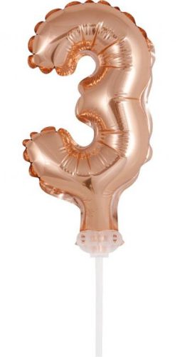 rose gold Balon folie cifra 3 tort 13 cm