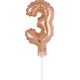 Numere Rose Gold Balon din folie numărul 3 pentru tort 13 cm