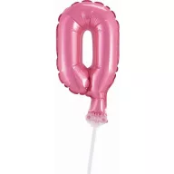 Numere Pink Balon din folie roză cifra 0 pentru tort 13 cm