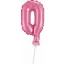 Numere Pink Balon din folie roză cifra 0 pentru tort 13 cm