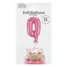 Numere Pink Balon din folie roză cifra 0 pentru tort 13 cm