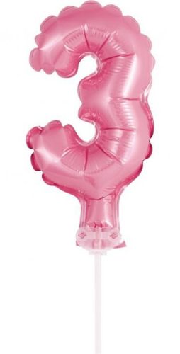 Pink 3 Pink numărul numărul balon folie tort 13 cm