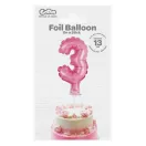 Numere Pink Balon folie roz numărul 3 pentru tort 13 cm