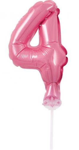 Pink 4 pink numărul număr balon folie tort 13 cm