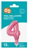 Pink 4 pink numărul număr balon folie tort 13 cm