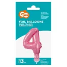 Numere Pink Balon folie roz numărul 4 pentru tort 13 cm