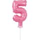 Pink 5 Pink număr număr balon folie tort 13 cm