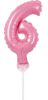 Pink 6 pink numărul numărul balon folie tort 13 cm