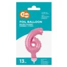 Numere Pink Balon folie roz numărul 6 pentru tort 13 cm