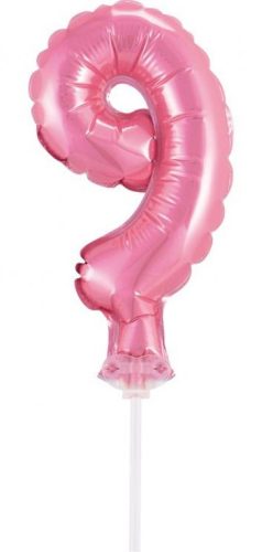 Pink 9 pink numărul număr balon folie tort 13 cm