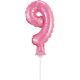 Pink 9 pink numărul număr balon folie tort 13 cm
