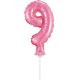 Pink 9 pink numărul număr balon folie tort 13 cm