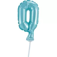   Numere Light Blue Balon din folie albastră, cifra 0, pentru tort, 13 cm
