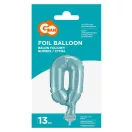 Numere Light Blue Balon din folie albastră, cifra 0, pentru tort, 13 cm
