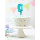Numere Light Blue Balon din folie albastră, cifra 0, pentru tort, 13 cm