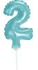 Albastru 2 Light Blue număr balon folie tort dimensiune 13 cm