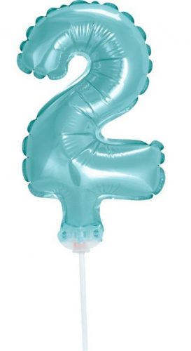 Albastru 2 Light Blue număr balon folie tort dimensiune 13 cm